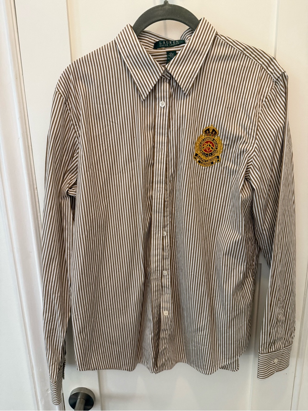 Ralph Lauren Classic Striped Oxford Shirt - Brown & White